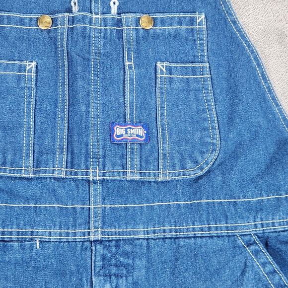 Big Smith Overalls Mens 34x32 Blue Denim Relaxed Fit Workwear Bib Utility - Picture 4 of 14